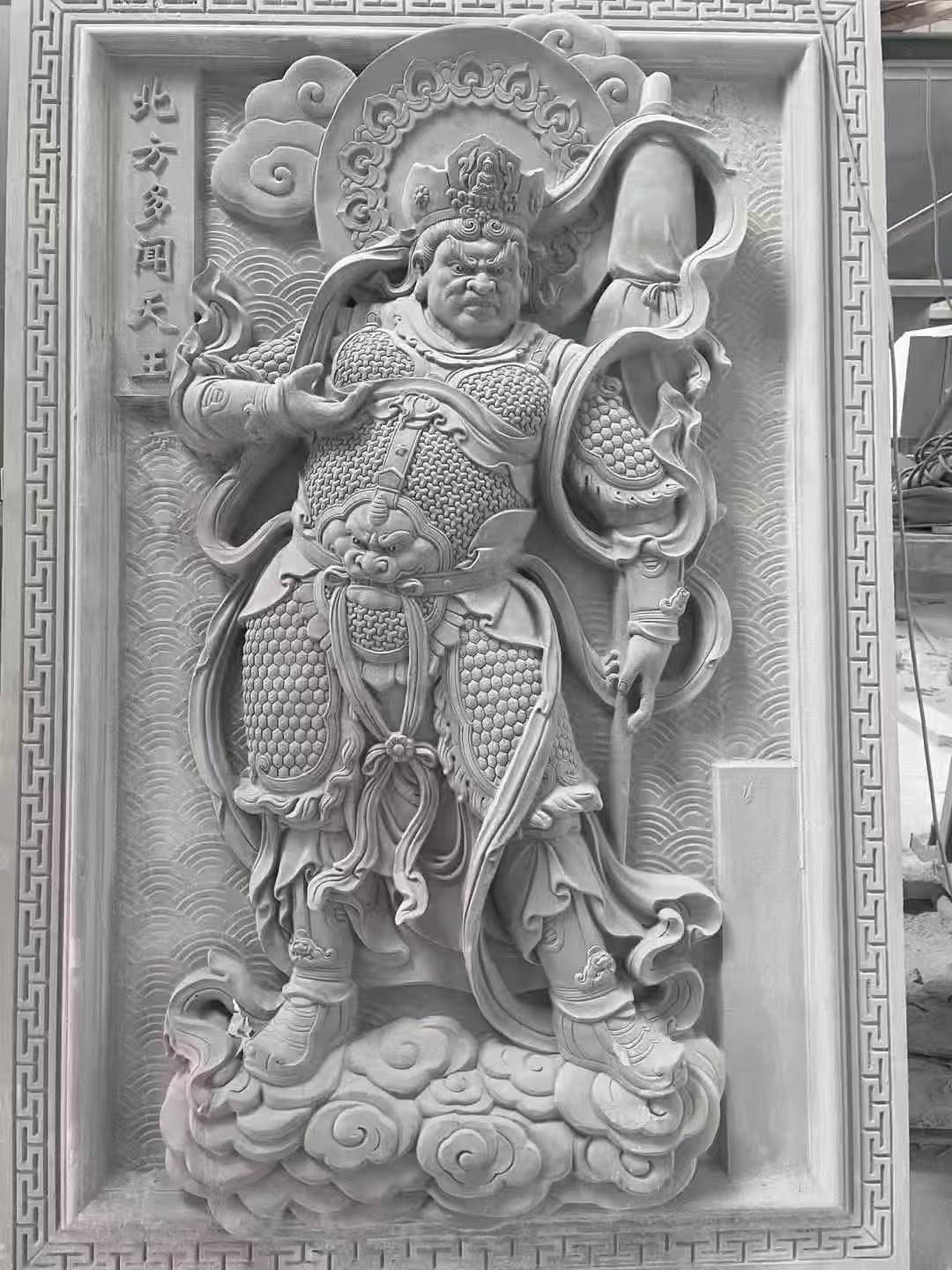 龙岩 芝麻灰花岗岩人物雕刻——多闻天王